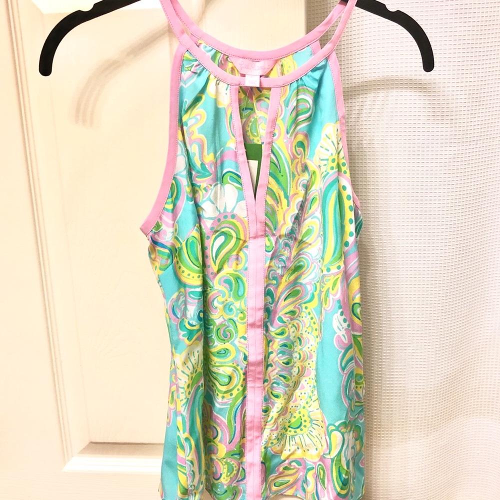 NWT LILLY PULITZER SILK TILLIE TANK TOP XS